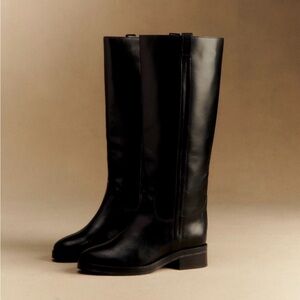 NWT SOLD OUT Sézane Bridget Knee Boots in Black Leather
